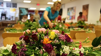 Woman arranging some flowers