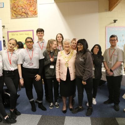 Students with the Mayor of Solihull