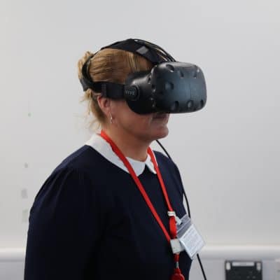 On Board Manager wearing virtual headset