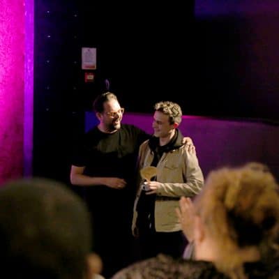 Callum collecting his award