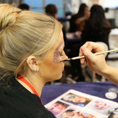 glitter applied on the face