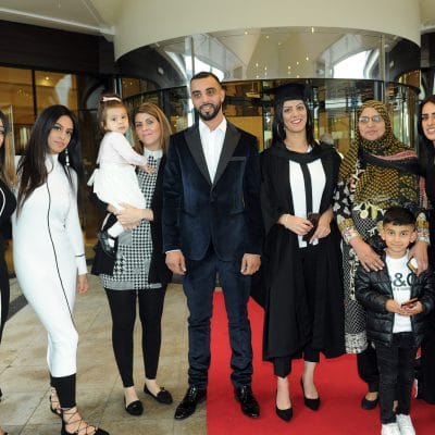 Family stood outside graduation venue