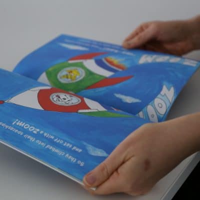 Open book with blue pages