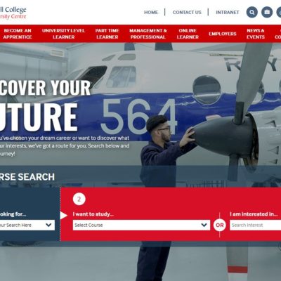 New Solihull College & University Centre website homepage.