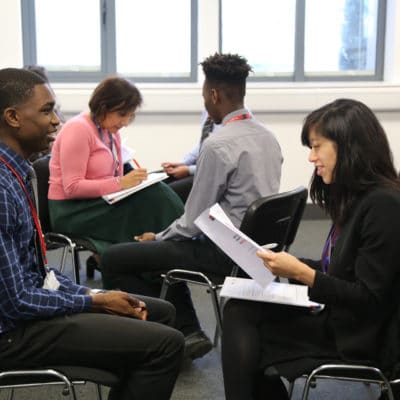 A young man is interviewed