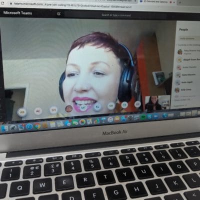 Tutor Kelly communicating with students via Microsoft Teams.