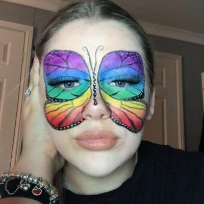 Libby Cobb in butterfly makeup