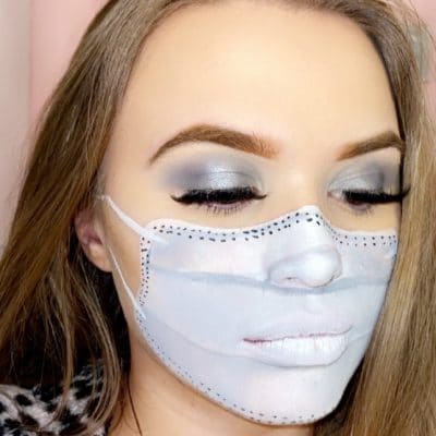 Danielle Hardy with a facemask created out of make up.