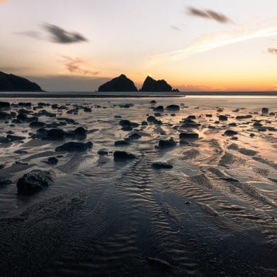The sun going down over the sea in Holywell