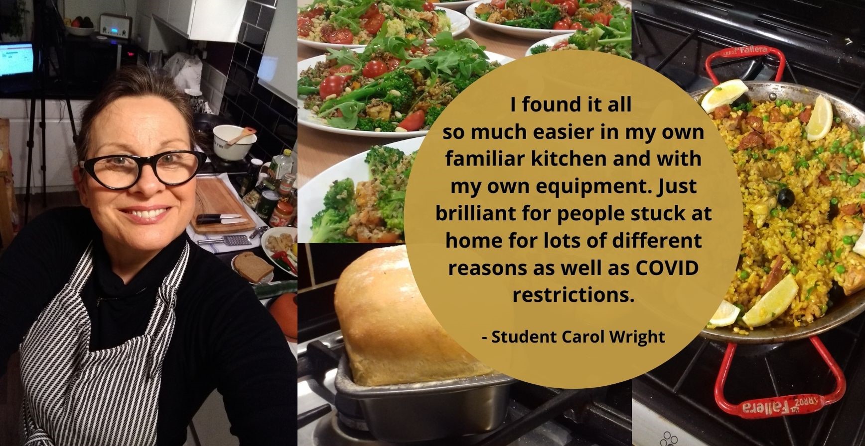 Tutor Jabeen Prasetyo and some of the dishes created by students