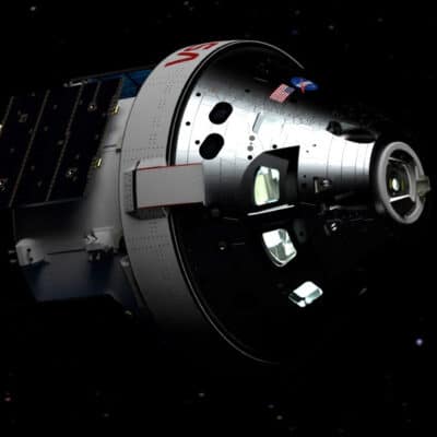 A close up of the CAD drawing of Orion Spacecraft Artemis 1
