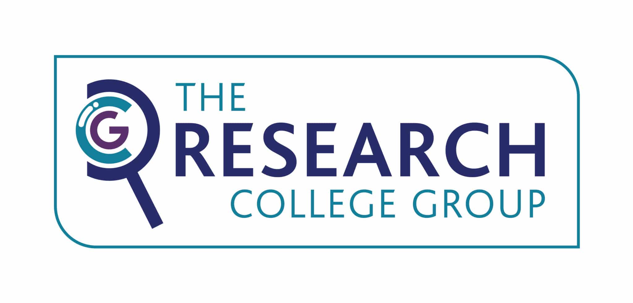 The Research Group logo, text in blue box