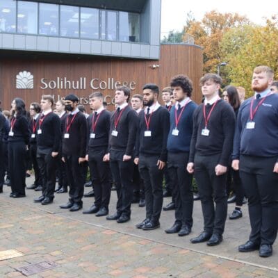 Public Services students from Solihull College at the Remembrance Parade.