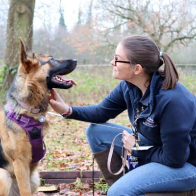 Jenni talking to dog