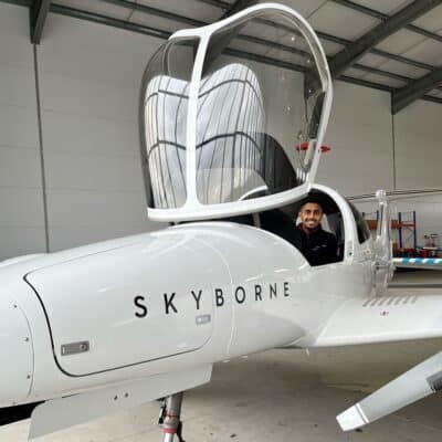 Student in Skyborne plane