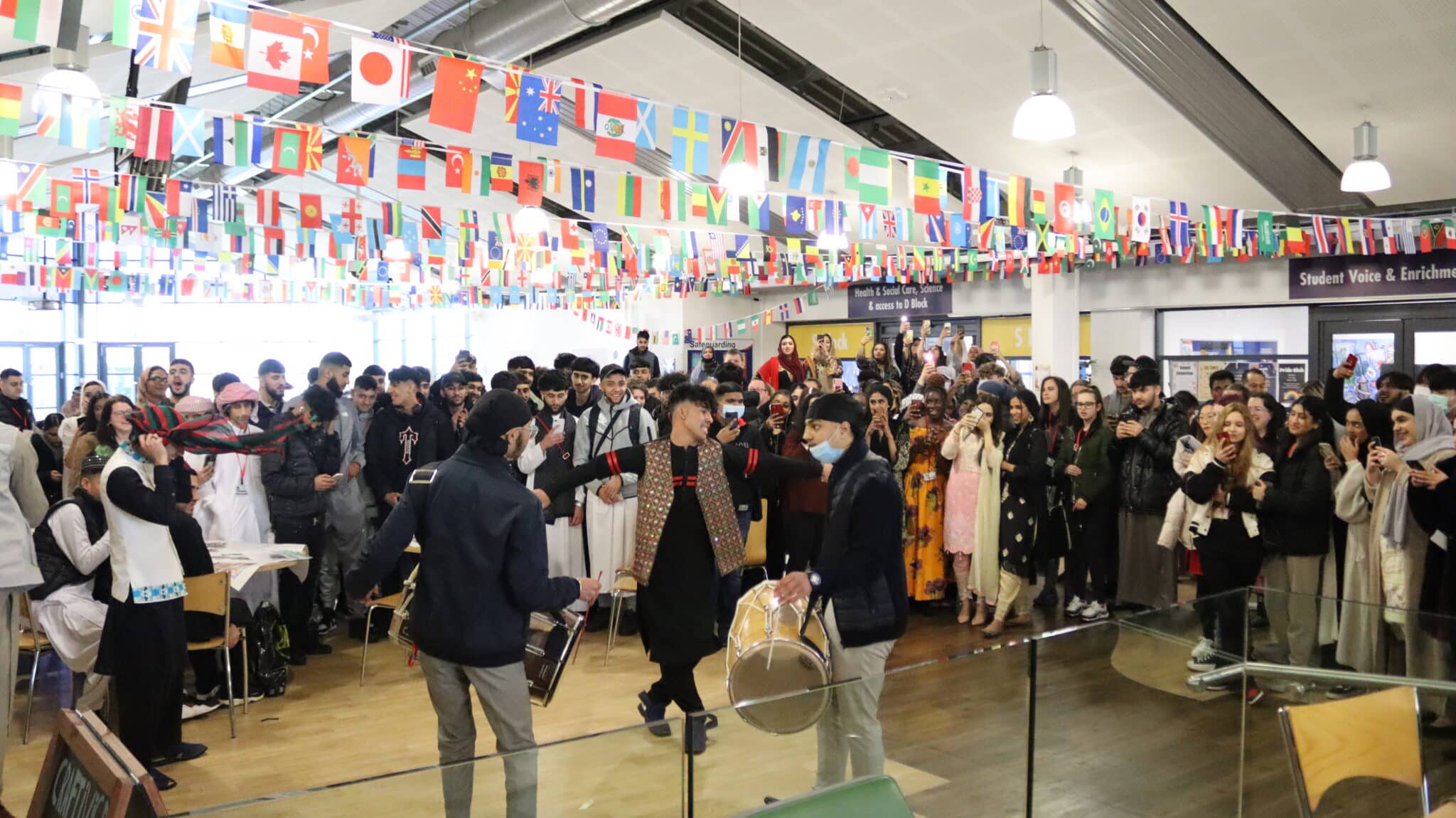 Students gathered around celebrating the evnt