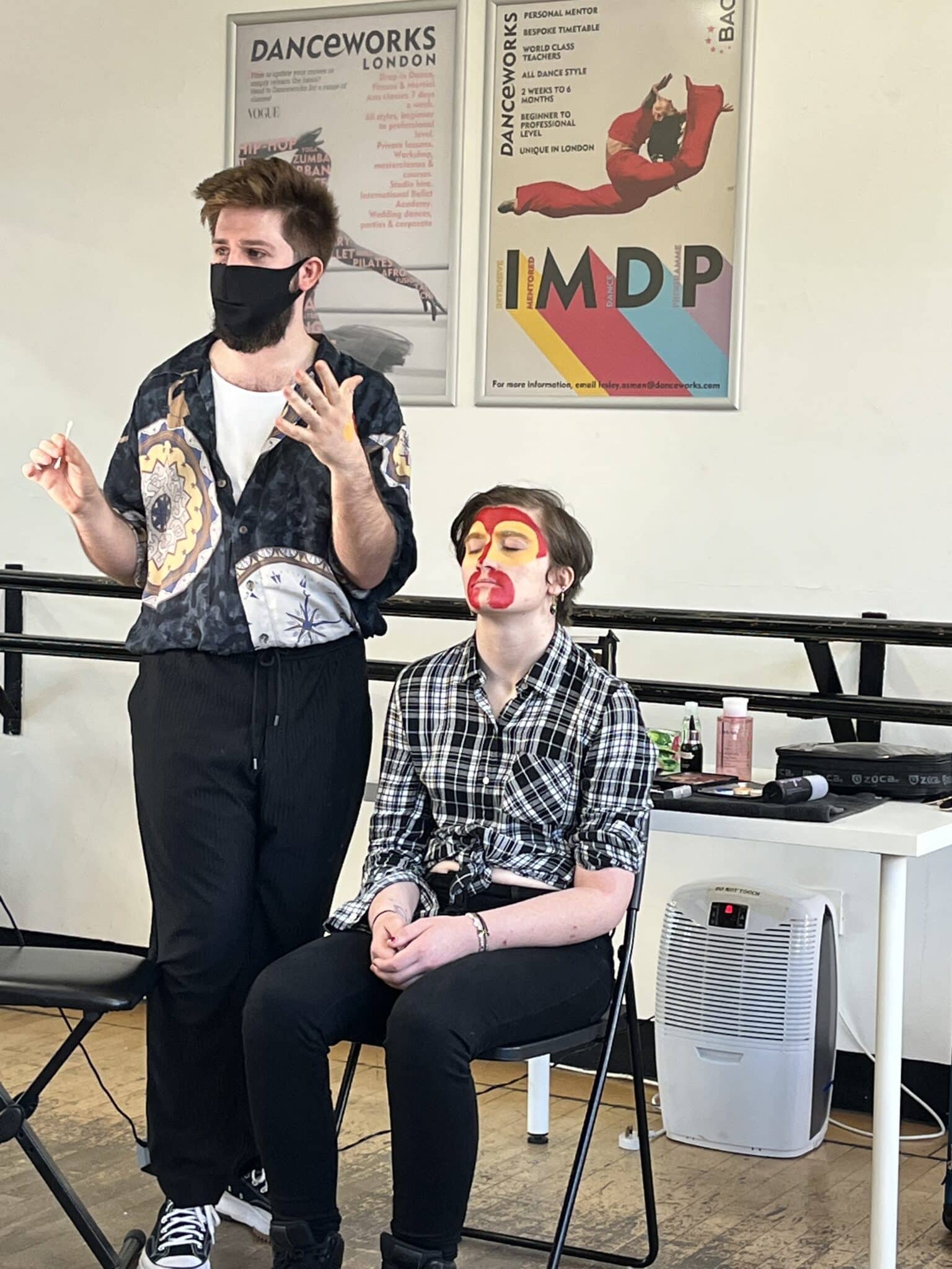 Students in make up behind the scenes workshop