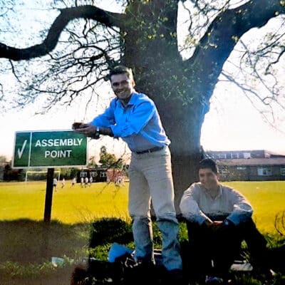 At college assembly point