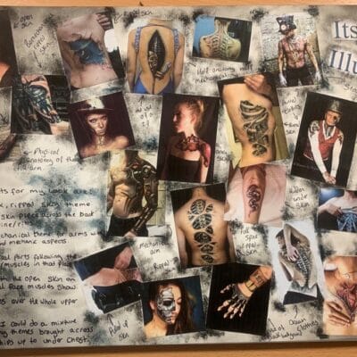 Mood board with photos and text