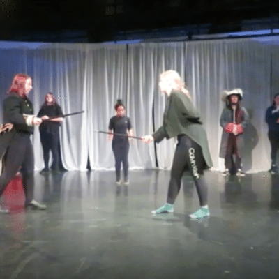 Modern Day Hamlet practice on set