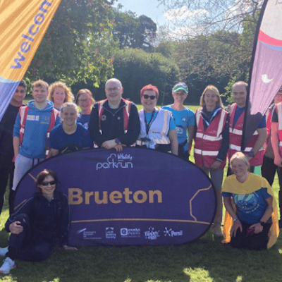Andrew with a group of parkrun members at Brueton park