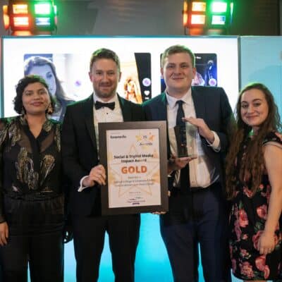 The College's Marketing Team receiving their award