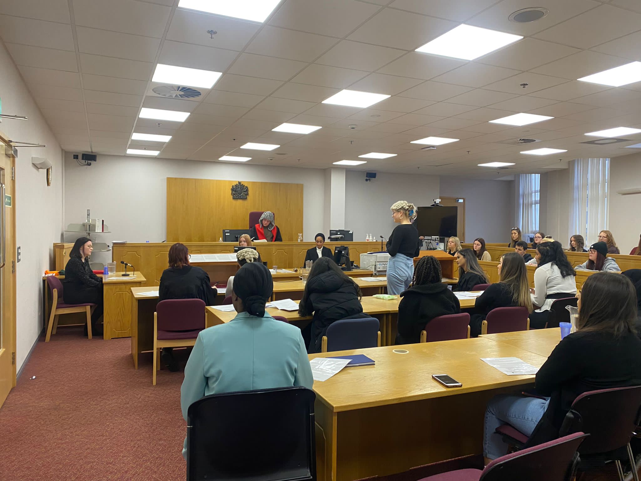 Solihull College students in mock court session