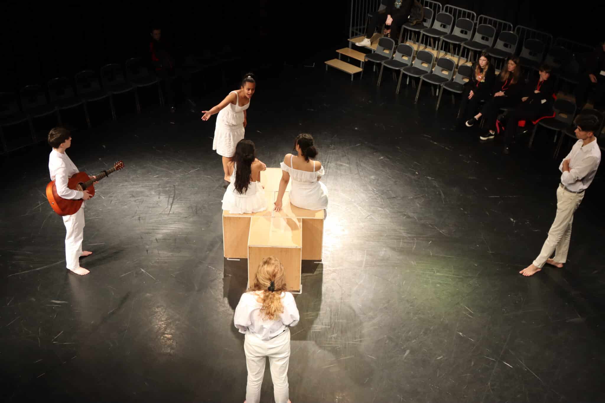 Performing arts students photo taken from above