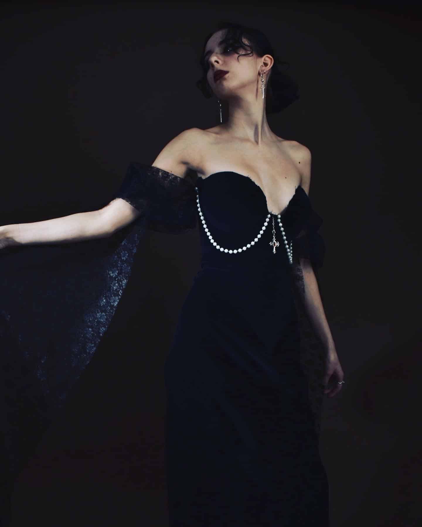 woman in black dress