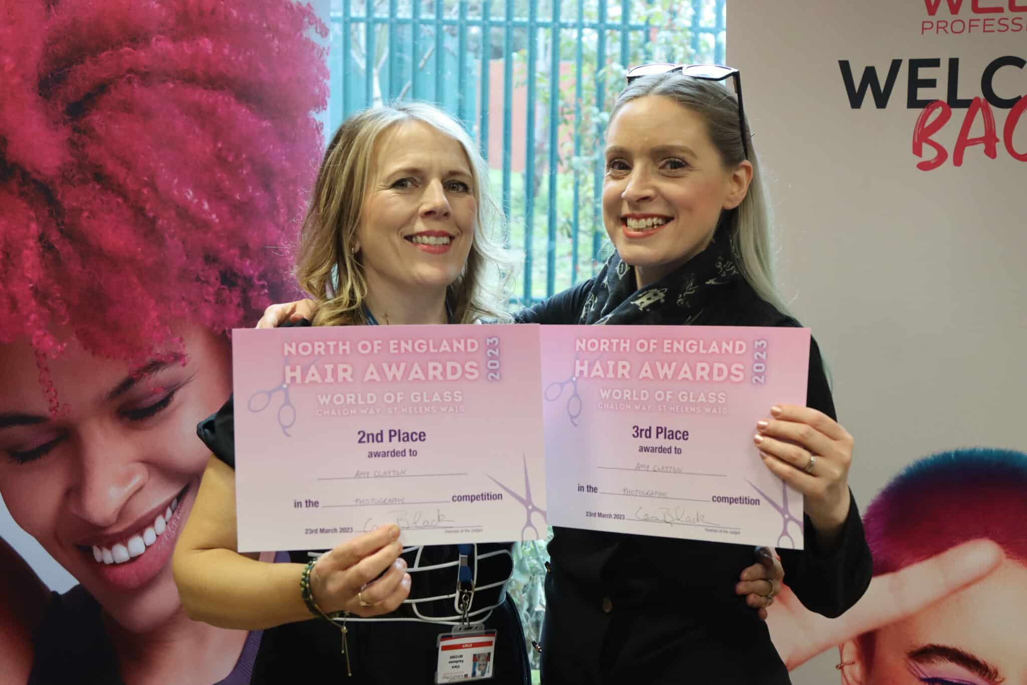 Barbering students with big at national awards - 2nd and 3rd place certificates held