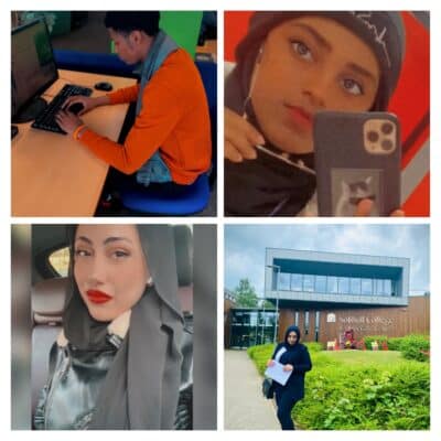 4 images of students in a collage