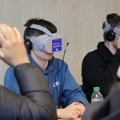 Students wearing VR headset