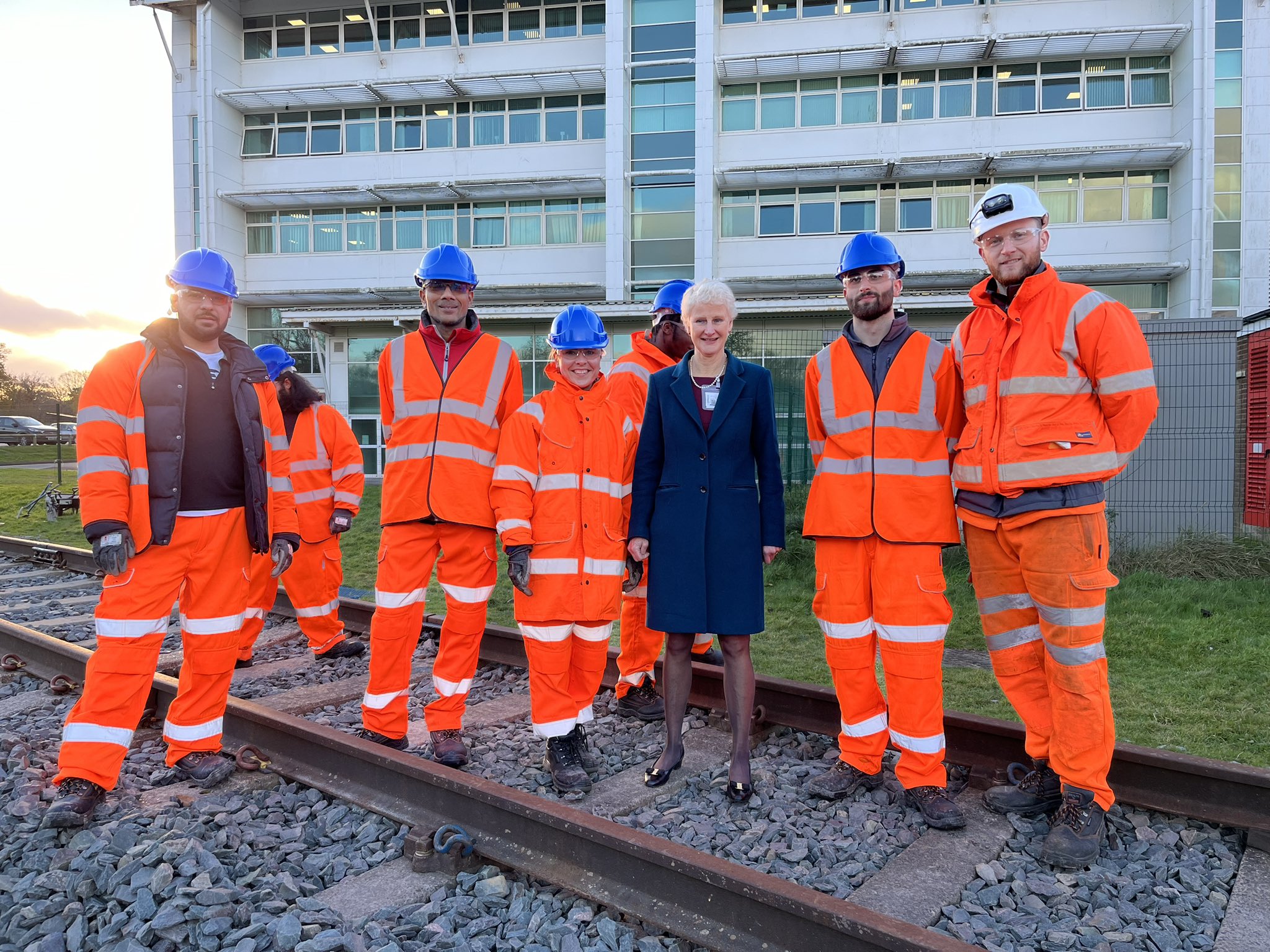 Construction students with the FE Commissioner