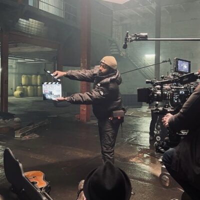 Sador working on set on a tv show