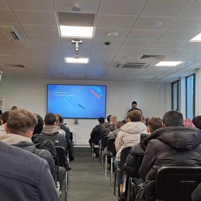 students watching an anti-knife crime presentation