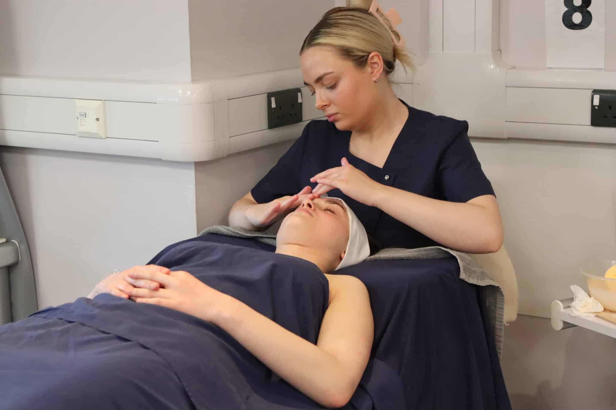 Lily-Rose practising her eye treatment