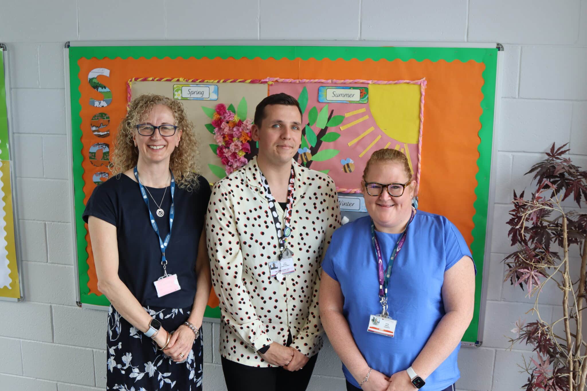 three people standing with arms crossed at front: Alison Gale - Education & Childcare Lecturer, Cam Bagley, Lucy Upton - Education & Childcare Coordinator