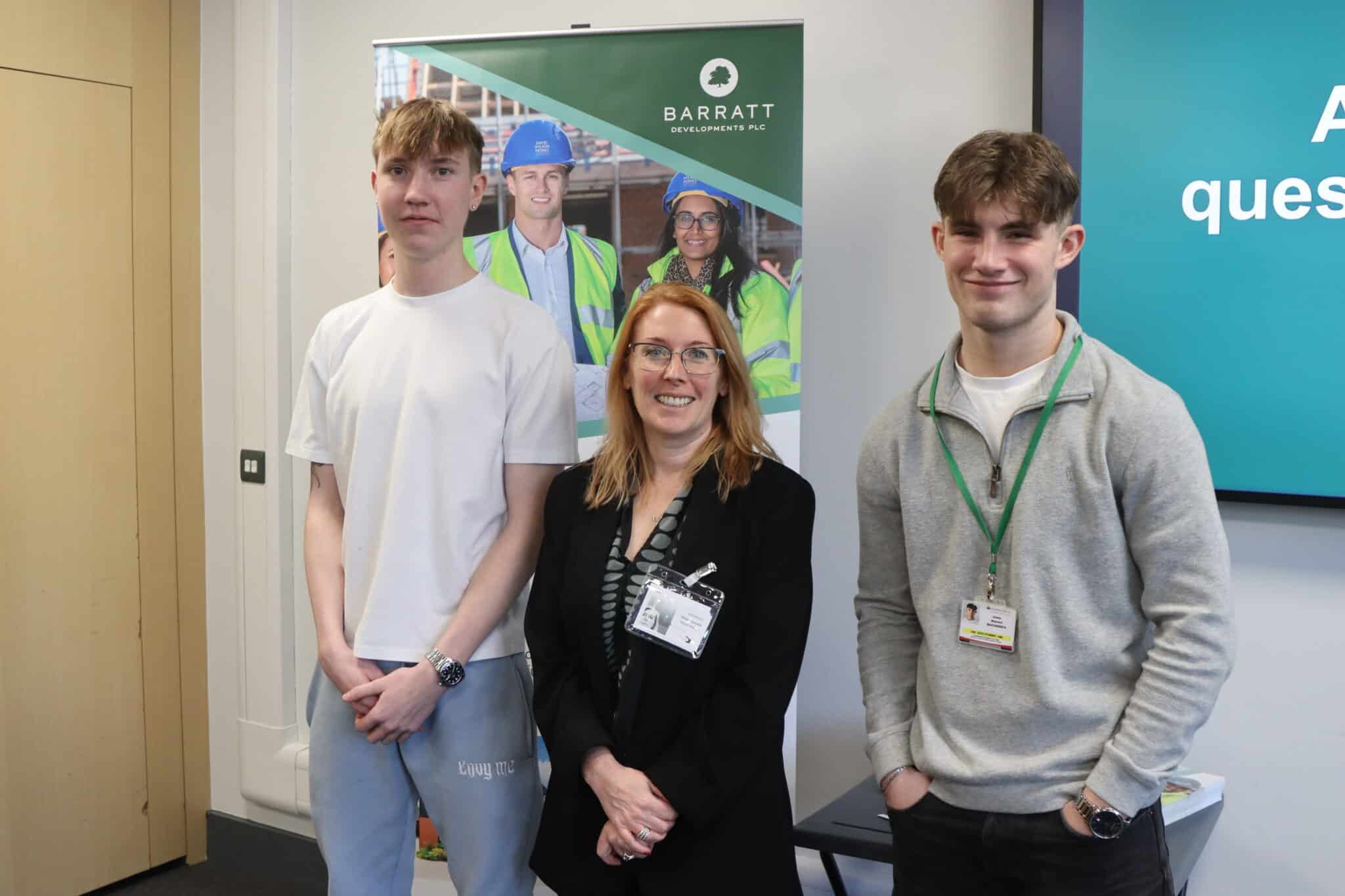 T-Level students standing with their placement employer