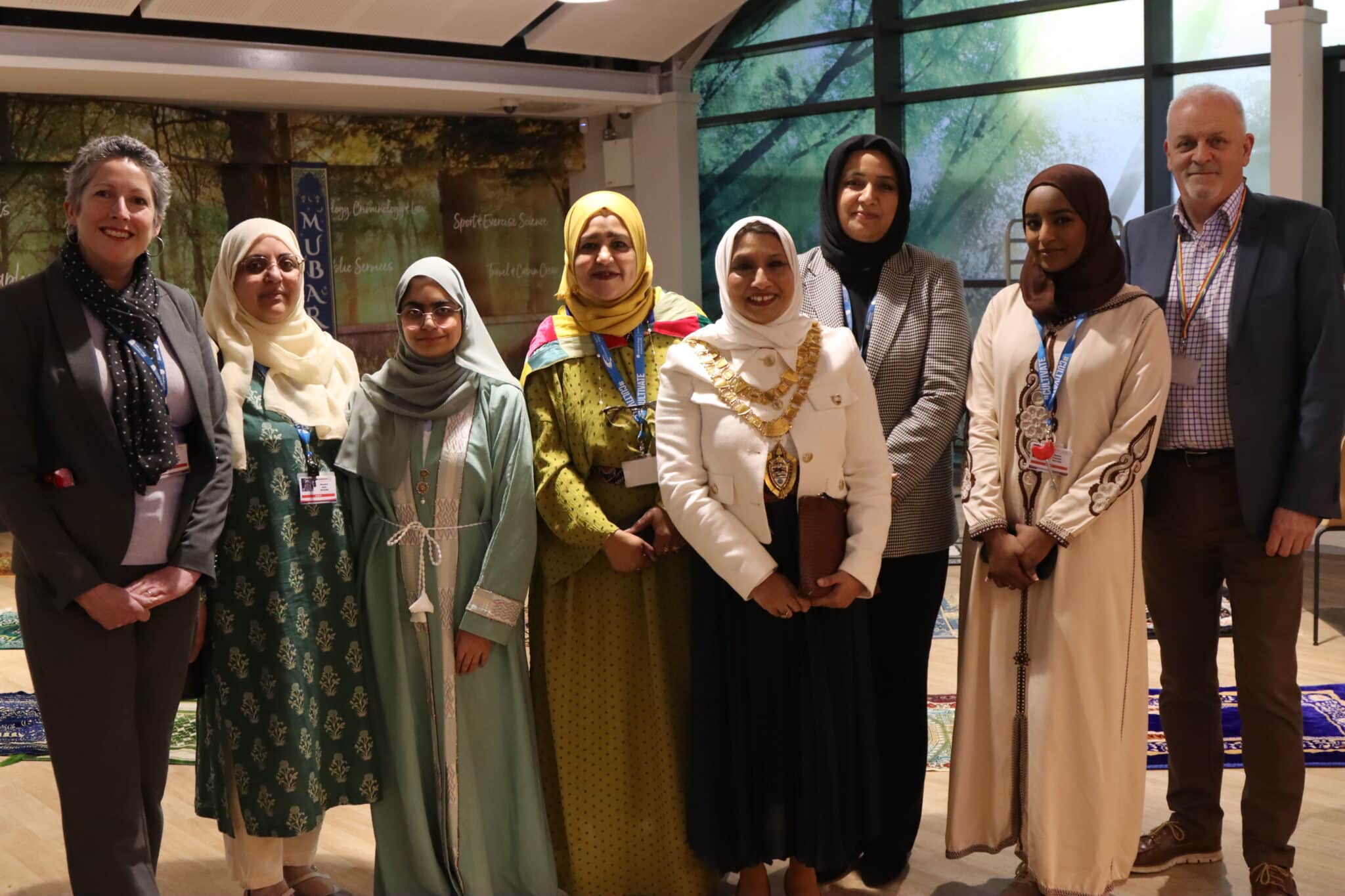 7 staff members standing with the Mayor of Solihull