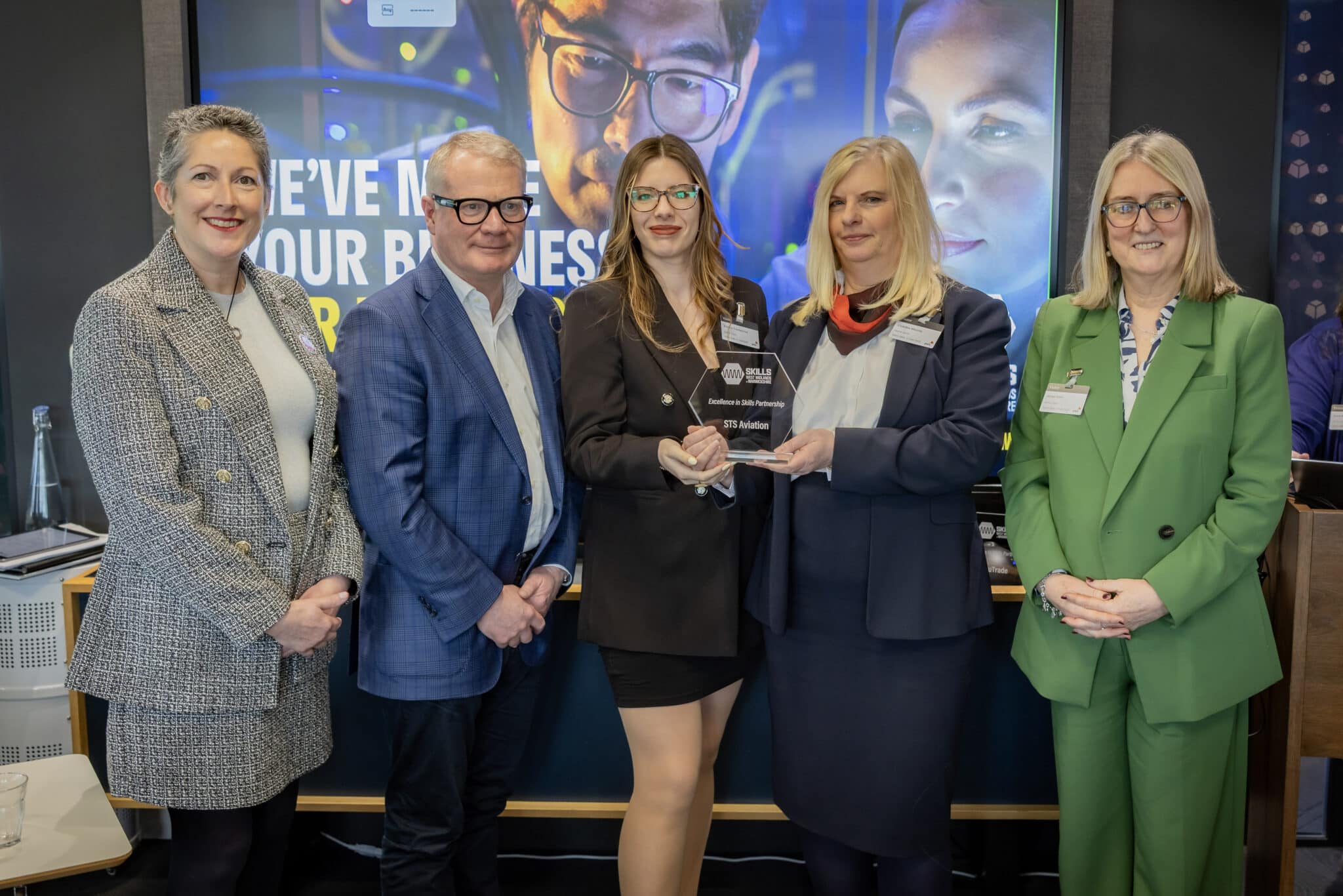 Nancy Buckley, WM Mayor Richard Parker, Evelina Truchaciova, Christine Winship, Baroness Jacqui Smith, Minister for Skills.)