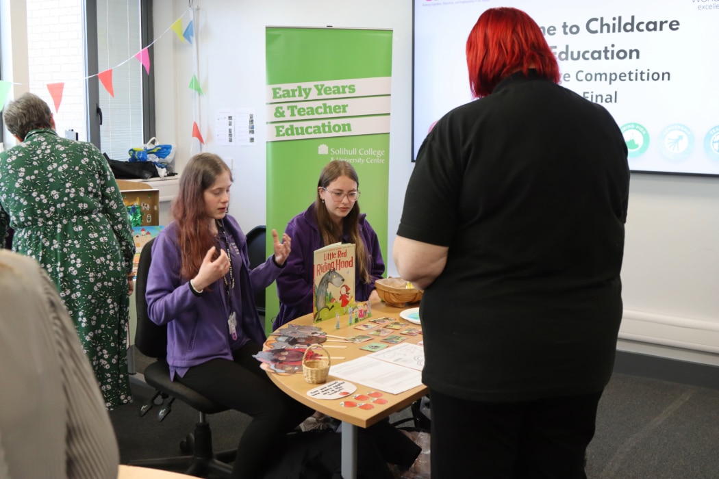 childcare and early years students from Solihull College working on competition