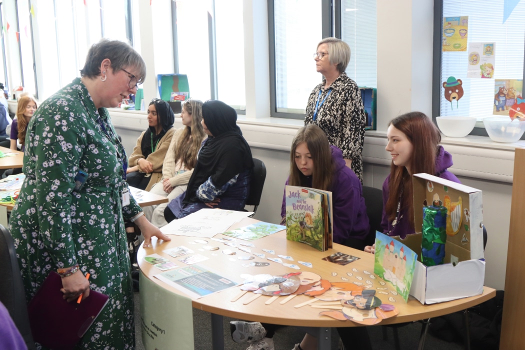 WorldSkills team checking out childcare students work for competition