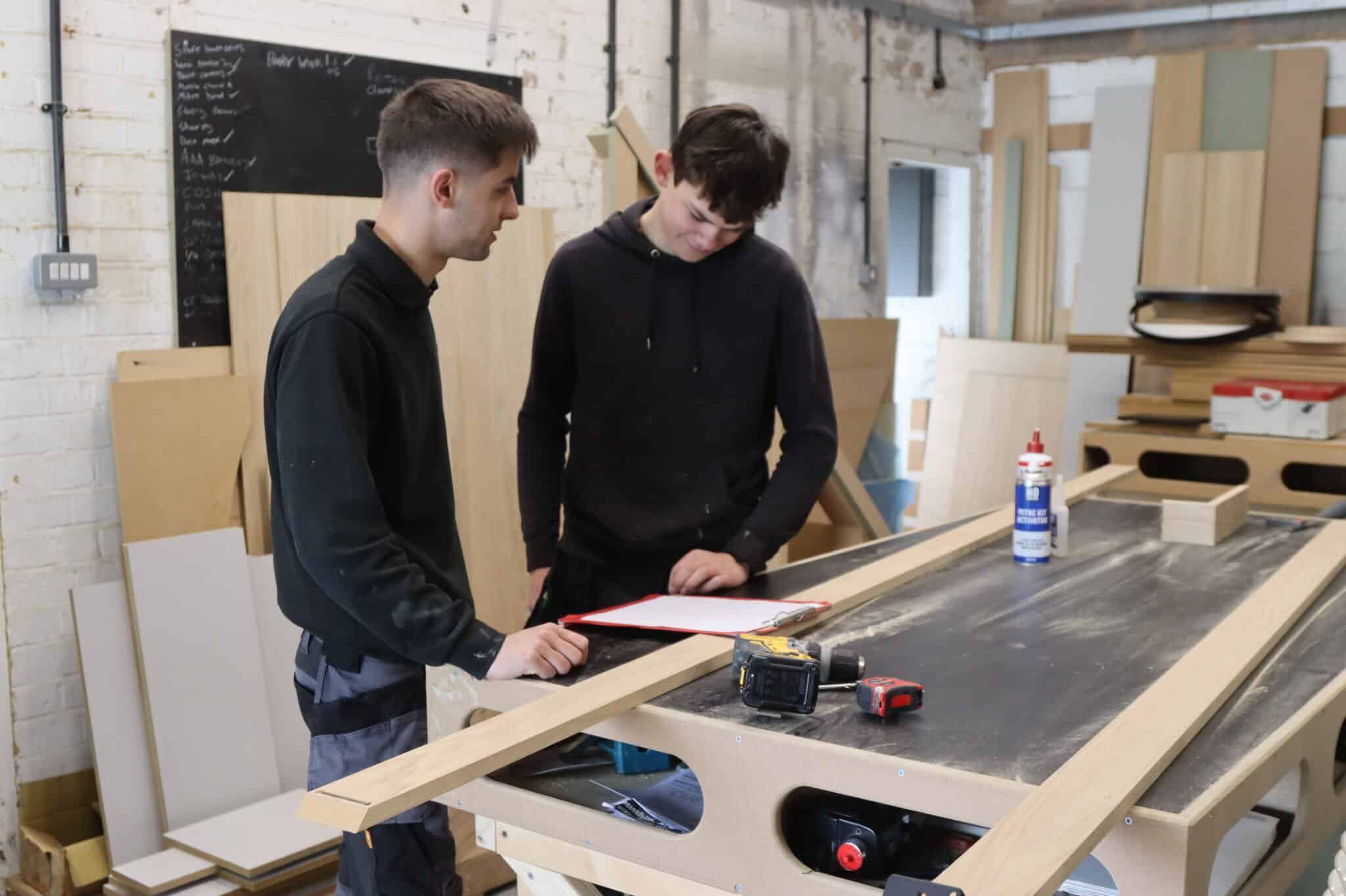 apprentices at a bench joinery company