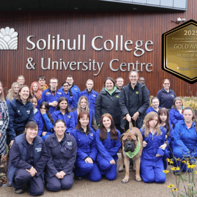 Solihull college presents Birmingham dogs home with social value excellence gold award
