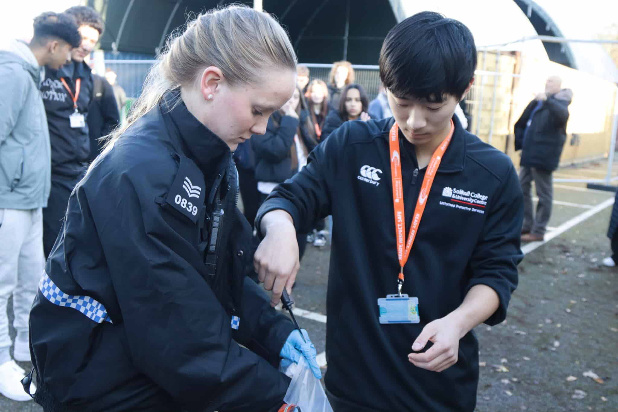 solihull college students experiencing forensic live simulation