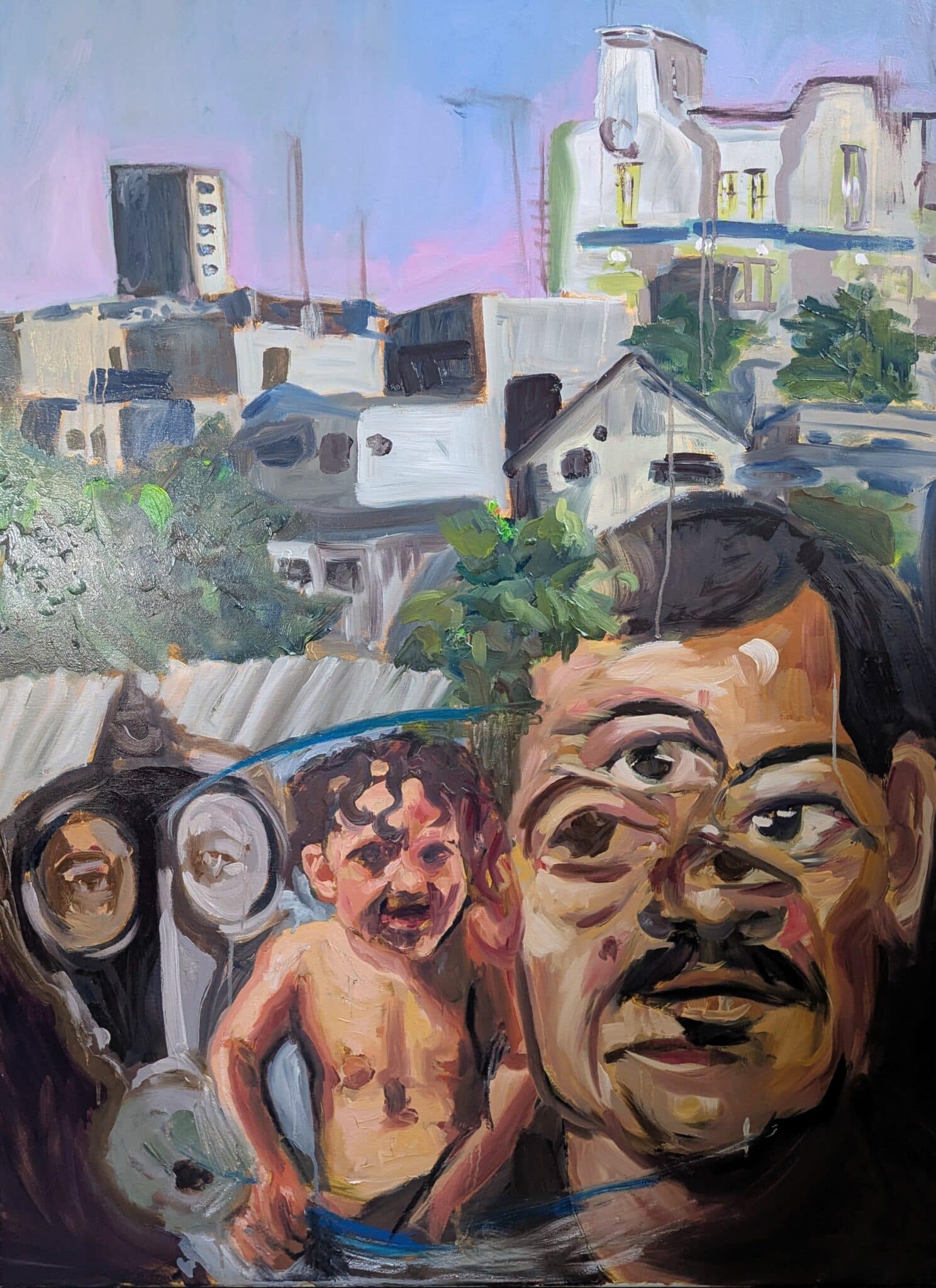 Maya Davis-Stokes with her painting 'Neve Tzedik